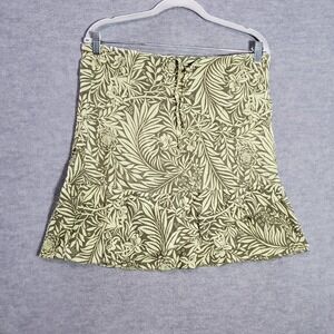 Columbia Women Skirt Small Green Floral‎ Knee Length Trumpet Crinkle Drawstring